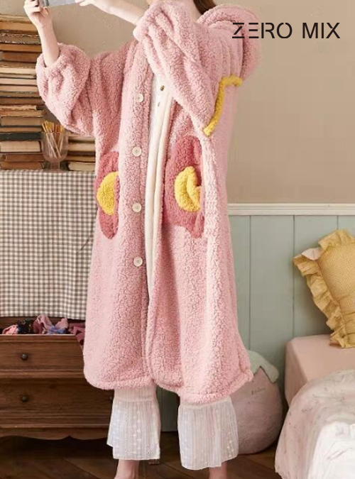 191010n13_핑크플라워 수면잠옷 가운수면잠옷 보송이잠옷